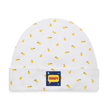 Ready Pixel-Sprechblase im Weltraum - Baby Premium Organic Mütze - Weiß/Zitronengelb - Vorne