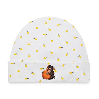 Süßer Baby Affe gibt Faustschlag Monkey Punch - Baby Premium Organic Mütze - Weiß/Zitronengelb - Vorne