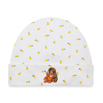 Monkey Punch Affe Süß Geschenk - Baby Premium Organic Mütze - Weiß/Zitronengelb - Vorne