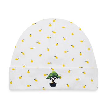 Bonsai Baum - Baby Premium Organic Mütze - Weiß/Zitronengelb - Vorne
