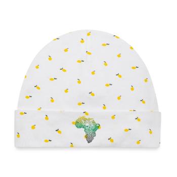 Africa-_continent_silhouette-_leopard_head_and_ - Baby Premium Organic Mütze - Weiß/Zitronengelb - Vorne