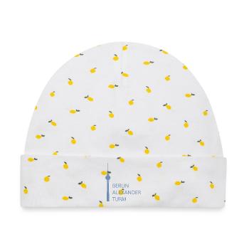 Lustiger Berlin Fernsehturm Parodie Minimal  - Baby Premium Organic Mütze - Weiß/Zitronengelb - Vorne