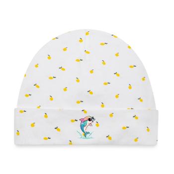Regenbogendelfin mit Brille - Baby Premium Organic Mütze - Weiß/Zitronengelb - Vorne