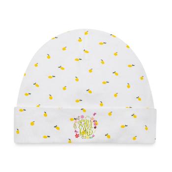 Schulkind Blumenkranz  - Baby Premium Organic Mütze - Weiß/Zitronengelb - Vorne