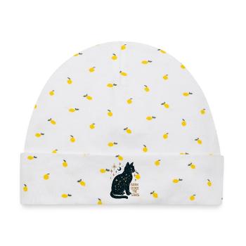 Sternenkatze Konstellation - Baby Premium Organic Mütze - Weiß/Zitronengelb - Vorne