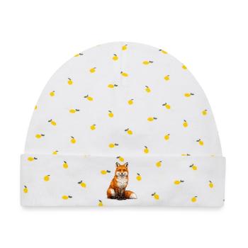 Fuchs Illustration Farbspiel - Baby Premium Organic Mütze - Weiß/Zitronengelb - Vorne