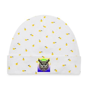 Eule - Baby Premium Organic Mütze - Weiß/Zitronengelb - Vorne