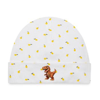 T-Rex mit orange Schuppen - Baby Premium Organic Mütze - Weiß/Zitronengelb - Vorne