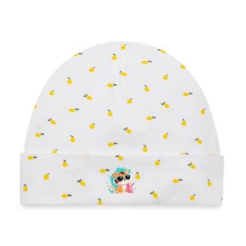 Tiger Chic bunte Sonnenbrillen - Baby Premium Organic Mütze - Weiß/Zitronengelb - Vorne