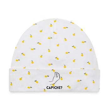 Capiche – Verstehst du? - Baby Premium Organic Mütze - Weiß/Zitronengelb - Vorne