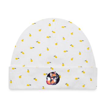 Fox Chill UV-Zeichentrickbrille - Baby Premium Organic Mütze - Weiß/Zitronengelb - Vorne