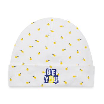 be you - Baby Premium Organic Mütze - Weiß/Zitronengelb - Vorne
