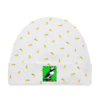 Papageitaucher - Baby Premium Organic Mütze - Weiß/Zitronengelb - Vorne