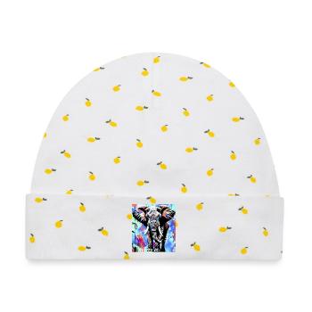 Elefant - Baby Premium Organic Mütze - Weiß/Zitronengelb - Vorne