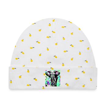 Elefant - Baby Premium Organic Mütze - Weiß/Zitronengelb - Vorne
