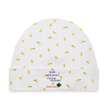Mom - Baby Premium Organic Mütze - Weiß/Zitronengelb - Vorne