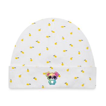 Regenbogen-Neon-Koala mit Brille - Baby Premium Organic Mütze - Weiß/Zitronengelb - Vorne