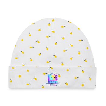 Regenbogen TV Kuscheltier - Baby Premium Organic Mütze - Weiß/Zitronengelb - Vorne
