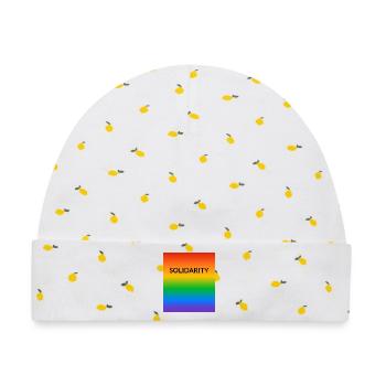 Solidarity Rainbow LGBT Ally Pride Allianz - Baby Premium Organic Mütze - Weiß/Zitronengelb - Vorne
