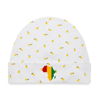Guiena_Flagge_Afrika - Baby Premium Organic Mütze - Weiß/Zitronengelb - Vorne