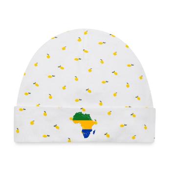 Gabon_Flagge_Afrika_used - Baby Premium Organic Mütze - Weiß/Zitronengelb - Vorne
