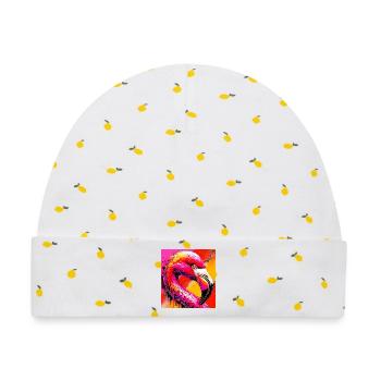 Flamingo - Baby Premium Organic Mütze - Weiß/Zitronengelb - Vorne