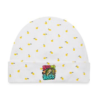 Kiss My Bass Neon Splash - Baby Premium Organic Mütze - Weiß/Zitronengelb - Vorne