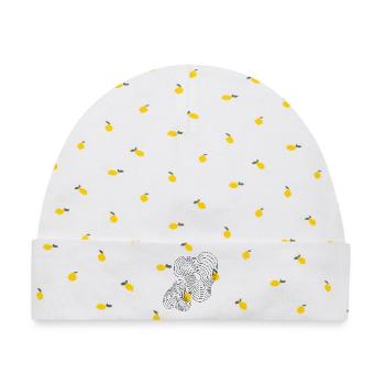 Design von Plasmageometrischen Linien - Baby Premium Organic Mütze - Weiß/Zitronengelb - Vorne