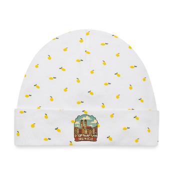 Münchner Frauenkirche Retro Reiseaufkleber - Baby Premium Organic Mütze - Weiß/Zitronengelb - Vorne