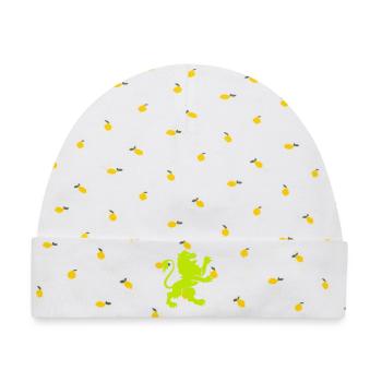 Leuchtender Löwe Silhouette - Baby Premium Organic Mütze - Weiß/Zitronengelb - Vorne