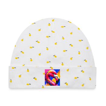 Flamingo - Baby Premium Organic Mütze - Weiß/Zitronengelb - Vorne