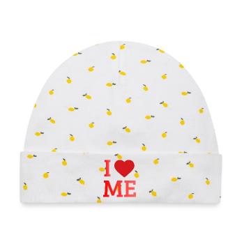 I Love Me Selbstliebe Herz-Design - Baby Premium Organic Mütze - Weiß/Zitronengelb - Vorne