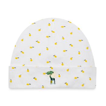 Waldhirsch mit Baumkrone und Wasserfall - Baby Premium Organic Mütze - Weiß/Zitronengelb - Vorne