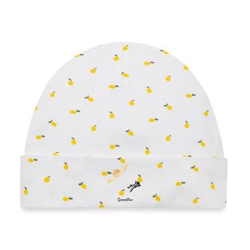 SpaceMan – Minimalistischer Astronaut & Planet Graphic - Baby Premium Organic Mütze - Weiß/Zitronengelb - Vorne