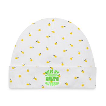 Geschenk für Alyssia - Baby Premium Organic Mütze - Weiß/Zitronengelb - Vorne