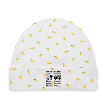Löwe oder Feuerwehr? Lustiges Vergleichs-Motiv  - Baby Premium Organic Mütze - Weiß/Zitronengelb - Vorne