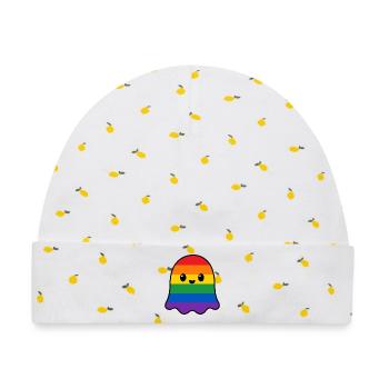 Regenbogen Pride Geist - Baby Premium Organic Mütze - Weiß/Zitronengelb - Vorne