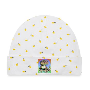 Gecko - Baby Premium Organic Mütze - Weiß/Zitronengelb - Vorne
