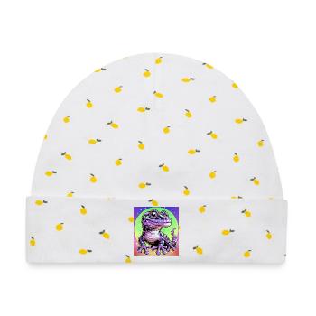 Gecko - Baby Premium Organic Mütze - Weiß/Zitronengelb - Vorne