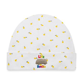 Life Rocks Stone - Baby Premium Organic Mütze - Weiß/Zitronengelb - Vorne