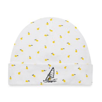 Windsurfen Zeichnung - Baby Premium Organic Mütze - Weiß/Zitronengelb - Vorne