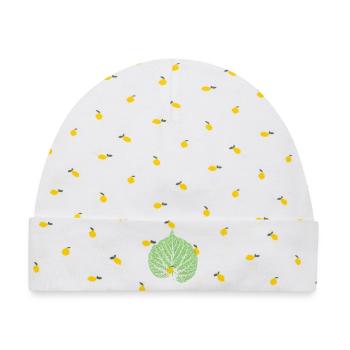 Blatt Linde / Lindenblatt - Natur & Wald  - Baby Premium Organic Mütze - Weiß/Zitronengelb - Vorne