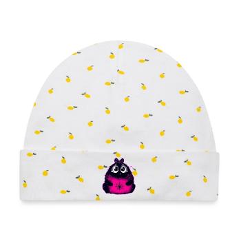 Kawaii Flauschmonster mit Netzbauch - Baby Premium Organic Mütze - Weiß/Zitronengelb - Vorne