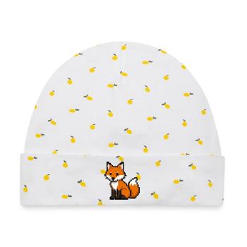 Pixel Fuchs - Baby Premium Organic Mütze - Weiß/Zitronengelb - Vorne
