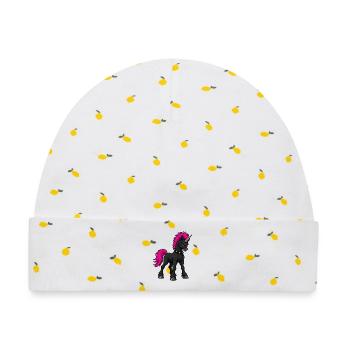 Punk Unicorn rockt einen rosa Irokesenschnitt - Baby Premium Organic Mütze - Weiß/Zitronengelb - Vorne