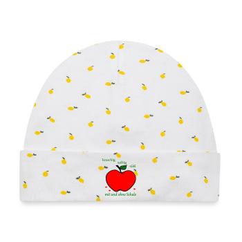 Apfel - Baby Premium Organic Mütze - Weiß/Zitronengelb - Vorne