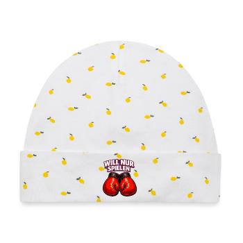 Boxer mit ironischem Statement - Baby Premium Organic Mütze - Weiß/Zitronengelb - Vorne