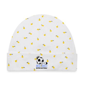 Ruhe Der König schaut guckt Fußball Fußballfan - Baby Premium Organic Mütze - Weiß/Zitronengelb - Vorne