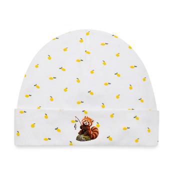 Roten Panda angeln mit wenig Fang - Baby Premium Organic Mütze - Weiß/Zitronengelb - Vorne