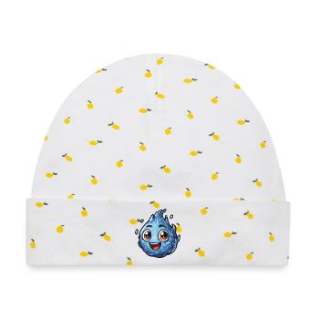 Kawaii Wassertropfen Smile - Baby Premium Organic Mütze - Weiß/Zitronengelb - Vorne